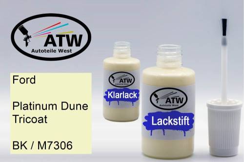 Ford, Platinum Dune Tricoat, BK / M7306: 20ml Lackstift + 20ml Klarlack - Set, von ATW Autoteile West.
